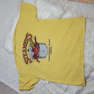 Vintage Anvil Steamers Chincoteague Island VA Graphic T-Shirt Yellow Size L